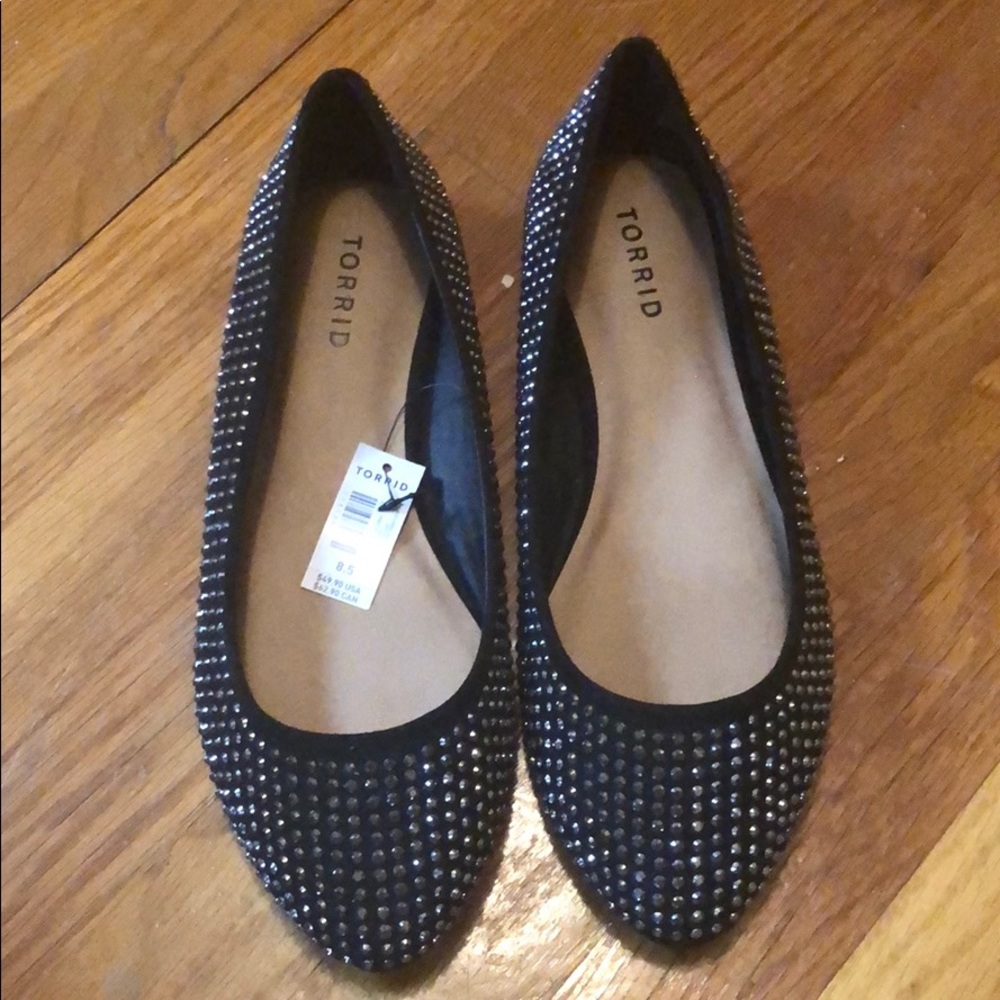 Torrid Black Metal Spike flats 8.5 fits 9.5 NWT